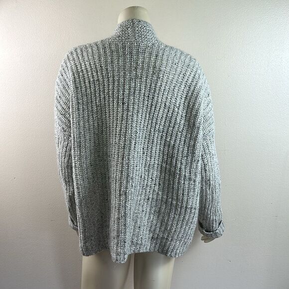Leo & sage one button gray sweater cardigan oversized wool mohair size large - Picture 5 of 13